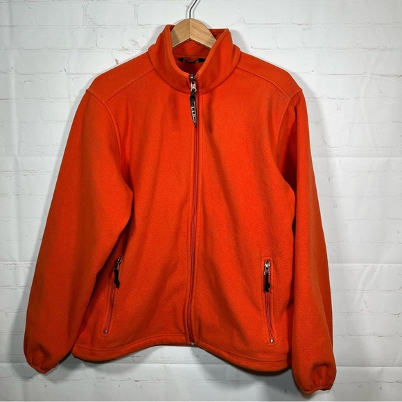 L.L. Bean Other - Vintage LL Bean Fleece Jacket Mens Size Medium Orange Full Zip Outdoors Classic